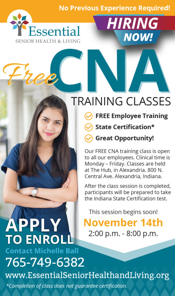 FREE CNA CLASSES! Last classes before 2023! Essential Senior Health